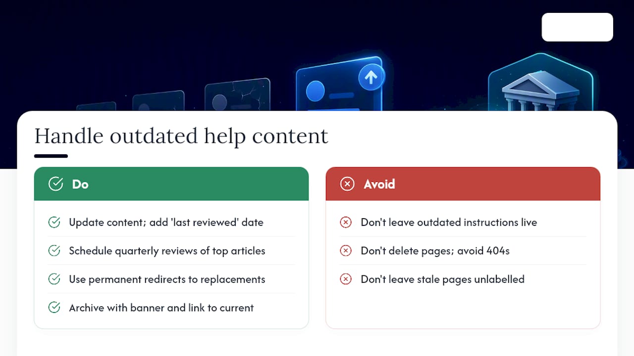 How should you handle outdated or deprecated help content? — overview diagram
